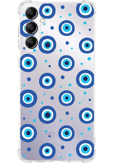 Prinrify Samsung Galaxy A24 Uyumlu Nazar Boncuğu 1 Baskılı Şeffaf Köşe Korumalı Antişok Kılıf