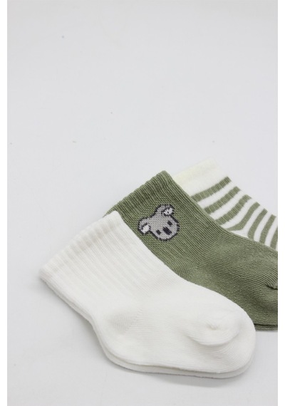 Erturkstore Koala Boy 3'lü Penye Soket Çorap 10133 Ekru Çok Renkli