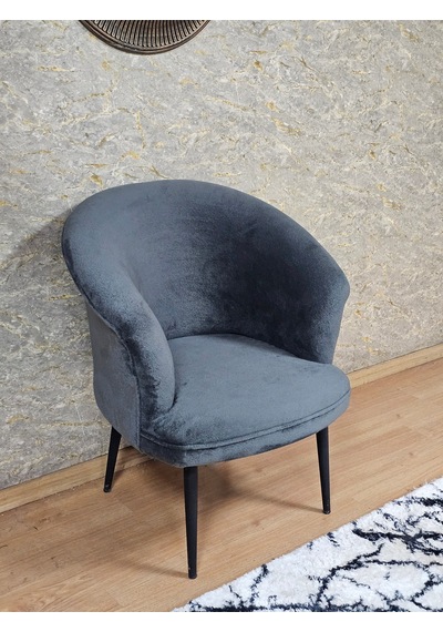 Zafir Tekli Teddy Siyah Boyalı Sivriltme Ayak Çay Seti Koltuk Tekli Berjer , Balkon, Salon, Ofis Füme