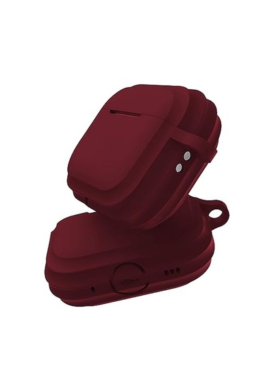 Tr Airpods 3 Uyumlu Rubber Silicone Case Kancalı Yumuşak Silikon Kılıf Airpods 3 Uyumlu Kulaklık Kılıfı Bordo
