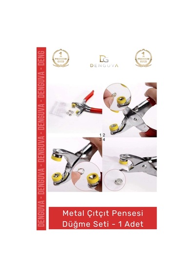 Çıtçıtpensesi 11 Mm Metal Perçin Dikiş Nakış El İşleri Hobi Tekstil Çıtçıt Pensesi 25 Düğme Seti