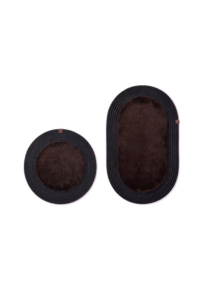 Banyo Paspası Takımı 60x100+60x60 Cm Düz Acı Kahve & Siyah