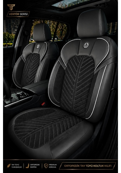 Geely Emgrand 2010-2012 Uyumlu Süvari Serisi Siyah Beyaz Oto Koltuk Kılıfı