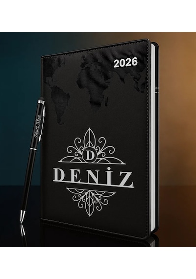 Bk Gift Kişiye Özel İsimli Termo Sert Kapak 2026 Siyah Ajanda & Kalem -14, Öğretmenler Günü Hediyesi, Yeni İş Hediyesi 35347 Bk Gift Renkli