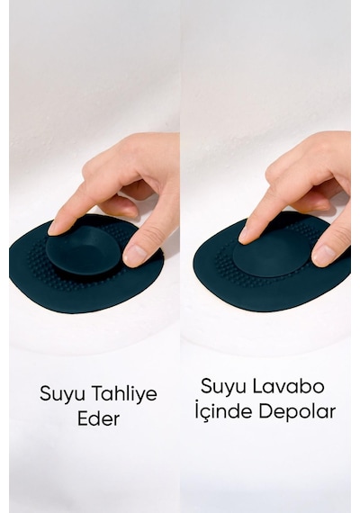Koyu Mavi Gider Koku Önleyici Kademeli Silikon Lavabo Tıkacı Banyo Mutfak 10x10.5 Cm