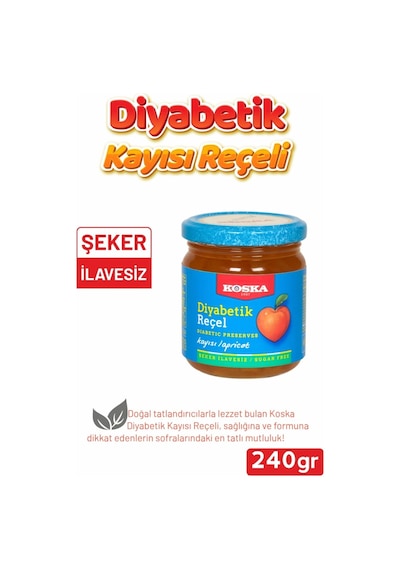 Diyabetik Kayısı Reçeli 240 G 2 Adet