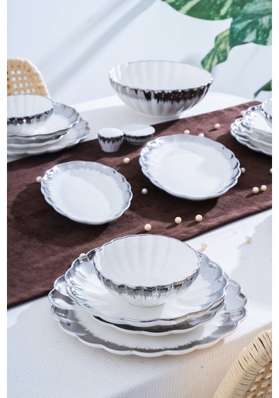 Acar Marlene 6 Kişilik 29 Parça Silver Yemek Takımı Beyaz/silver