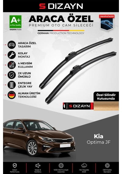 S-dizayn Kia Optima Jf Ön Cam Silecek Seti 2015-2020 Premium Araca Özel 65-45 Cm A+ Kalite Aocs-1857