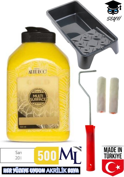 500 Ml Multi Surface Akrilik Boya Seti Her Yüzeye Uygun Boya Tavası Ve Rulo Seti Artdeco 0000 Naturel