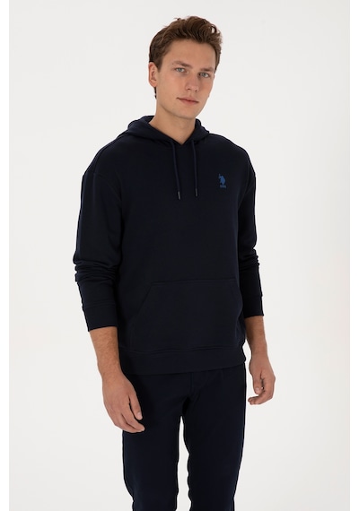 U.S. Polo Assn. Erkek Comfort Fit Kapüşonlu Lacivert Basic Sweatshirt 50313746-VR033