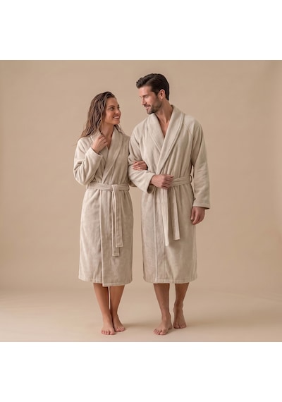 Chakra Solıd Bambu Unısex Bornoz Kum Taşı
