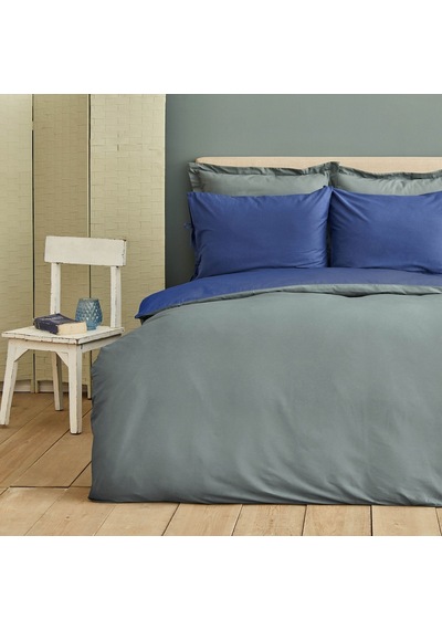 Karaca Home Basic Gri Indigo %100 Pamuk Çift Taraflı Çift Kişilik Gri