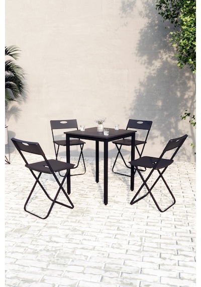 Balkon Bahçe Mutfak 5'li Bistro Set Masa Sandalye Takımı Siyah Balkon Bahçe Mutfak 5'li Bistro Set Masa Sandalye Takımı Siyah