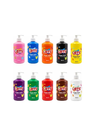 Lets Pompalı Parmak Boyası 10 Renkli Set 500 Ml Çok Renkli