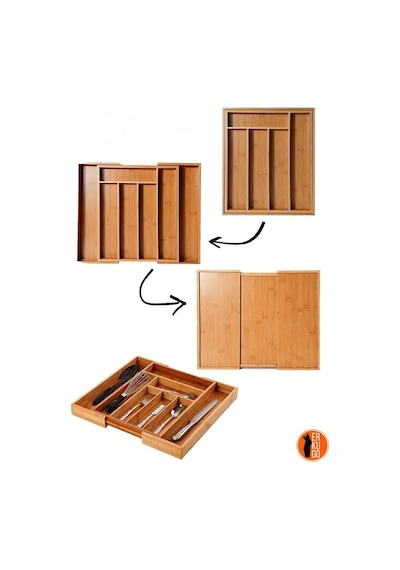 Bambu Ayarlanabilir Büyük Boy Çekmece Içi Ölçü Ayarlı Kaşıklık 5-7 Bölmeli, Organizer Ahşap
