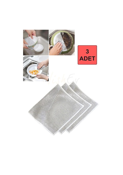 Premium Çift Katlı Çizilmez Tel Bulaşık Bezi Seti Mutfak & Banyo Çelik Temizleme