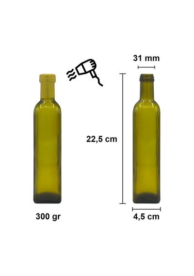 Afracam Maraska Yeşil 500 ML Cam Şişe Kapak Kapüşon 30 Adet
