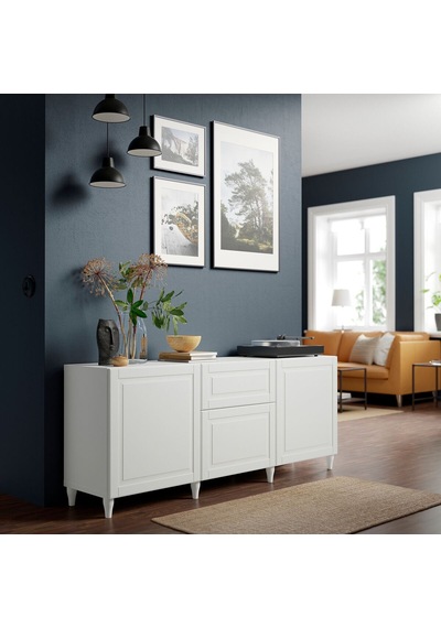 Dolap Kombinasyonu, Beyaz, 180x42x74 Cm, Smevıken, Çıt Çıt Raylı Beyaz