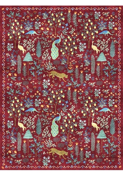 Dijital Baskılı Modern Desenli Renkli Kaymaz Taban Yıkanabilir Halı Bordo