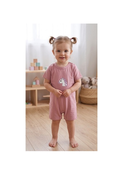 Fuar Baby Miniklere Özel Kız & Erkek Bebek Pamuklu Kısa Paça Tulum Unicorn Desenli Fuar Baby Miniklere Özel Kız & Erkek Bebek Pamuklu Kısa Paça Tulum Unicorn Desenli