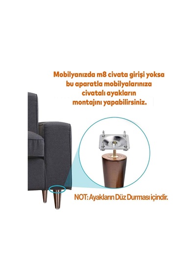 4 Adet Ahşap Mobilya Ayağı Aparatlı 50 Cm Sehpa Zigon Orta Masa Puf Tabure Tv Ünitesi Ayakları M8 Civatalı 6395751