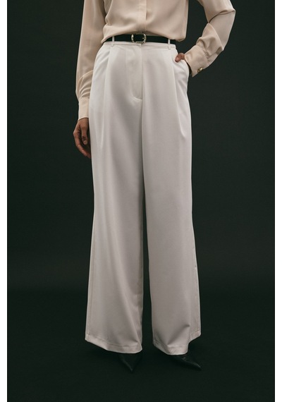 Sateen Lena Palazzo Pantolon - Ekru-136958 Ekru