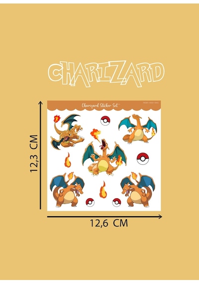 Charizard - Pokemon - Sticker - Parlak Kağıt 2'li Set