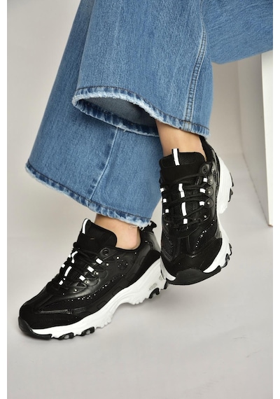 Fox Shoes Y702038709 Siyah Kalın Tabanlı Spor Ayakkabı Sneakers Siyah