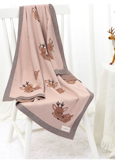 Kız Ve Erkek Bebek Için Triko Örgü Bebek Battaniyesi Pembe Geyik 85cm X85cm Pembe6 Pembe6
