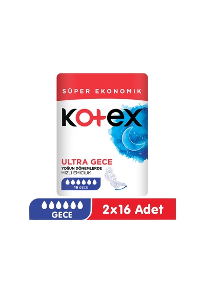 Kotex Süper Ekonomik Ultra Gece Hijyenik Ped Gece 2 x 16'lı