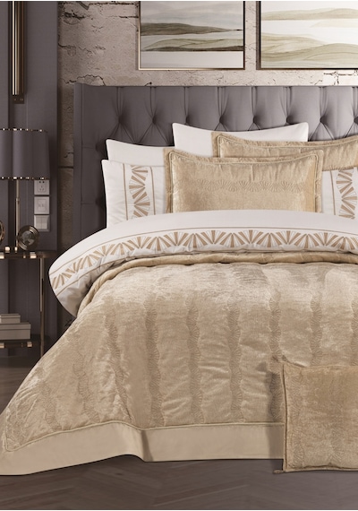 Goldroom Home Verona Nakışlı Çeyiz Seti 8 Parça Vizon