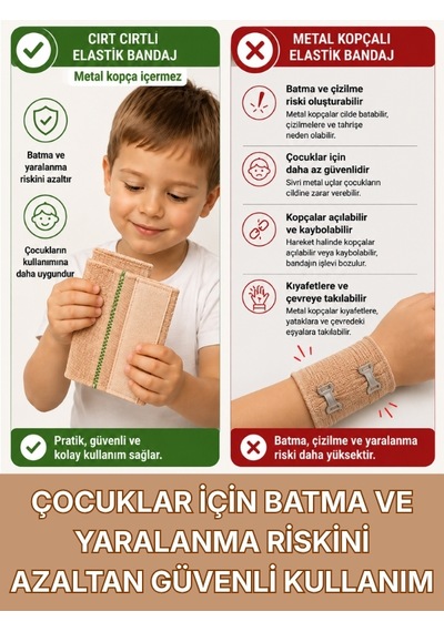 Premium Elastik Bandaj 20 Cm, Cırt Bantlı, Metal Kopçasız, 4,5 Metreye Kadar Uzar, Yoğun Dokuma, Güçlü Kompresyon Desteği Bej