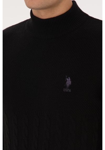 U.S. Polo Assn. Erkek Slim Fit Boğazlı Yaka Siyah Kazak 50315037-VR046