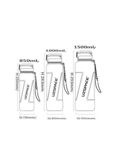 Uzspace 1500ml Pipetli Ölçü Skalalı Şeffaf Gövde Tritan Su Matarası 50 x 22