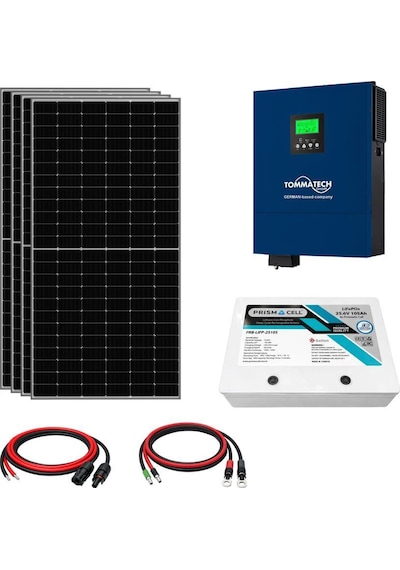4x600w Topcon Güneş Paneli 4.2kva İnverter 25.6v 105ah Lityum Bataryalı Hazır Solar Enerji Paketi