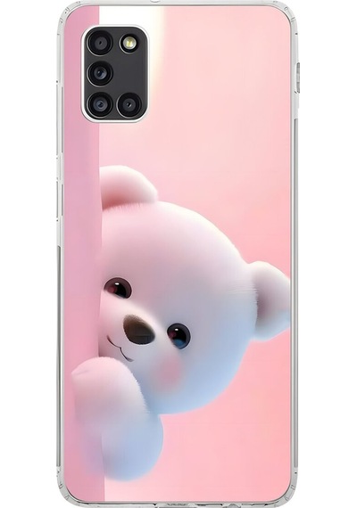 Samsung Galaxy A31 Uyumlu Şeffaf Kılıf 1 Peluş Ayıcık Tasarımlı
