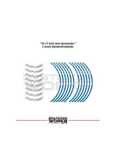 Yamaha Yzf-r3 Yazılı Jant Sticker Dış Ve İç Set Sticker Jant Şeridi Mavi 36675735