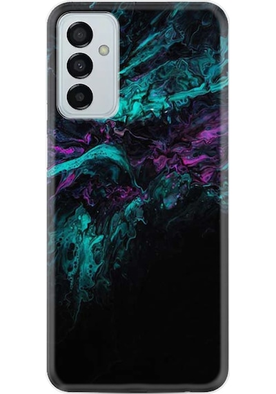 Samsung Uyumlu Galaxy A04S Kilif Resimli Silikon Abstract Green 1302 556612937