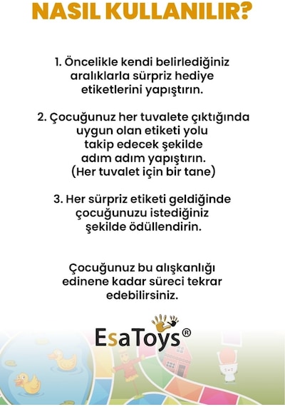 Tuvalet Eğitimi Sticker Panosu 60'lı Set 2-3 Yaş Eğitici Ödül Tablosu