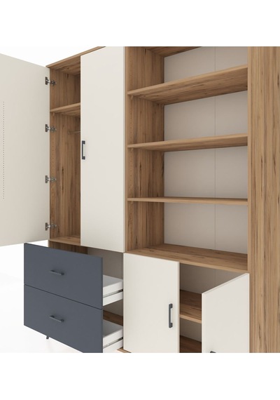 Hyperion Gardrop 7 Raflı 2 Çekmeceli Tek Askılı 176x44x221 Çam-aytaşı/antrasit Aytaşı/antrasit Hyperion Gardrop 7 Raflı 2 Çekmeceli Tek Askılı 176x44x221 Çam-aytaşı/antrasit Aytaşı/antrasit