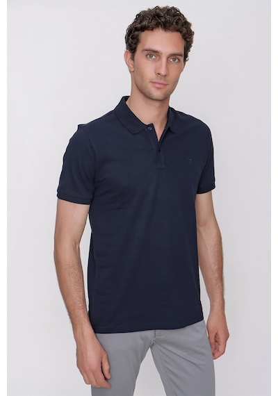 Lacivert Basic Düz %100 Pamuk Slim Fit Dar Kesim Kısa Kollu Polo Yaka Tişört 99yc018011200 Lacivert