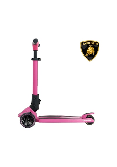 Lamborghini Lisanslı L1 Luxury Katlanabilir 3 Tekerlekli Işıklı Çocuk Scooter Pembe