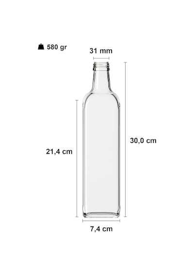 1000 Ml Şeffaf Maraska Yağdanlık Kapaklı Ve Kapüşonlu 1000 Cc Köşeli Cam Şişe 2 Adet Şeffaf / Şeffaf