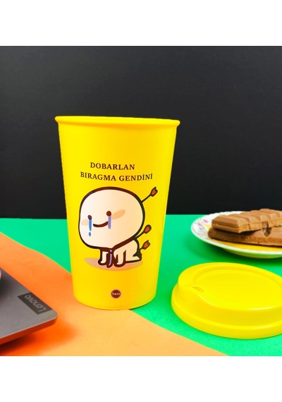 2'li Dobarlan Bıragma Gendini Tasarımlı Plastik Kahve Bardağı Beyaz - Çok Renkli