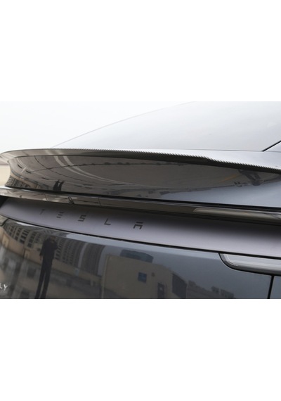 Tesla Juniper Arka Tampon Pro Tip Spoyleri Spoiler Parlak Karbon Kaplama Siyah