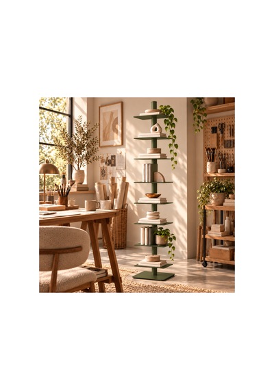 Axis 8 Raflı Metal Kitaplık Modern Tasarım Dikey Dekoratif Kitaplık Yeşil - 935176049 Yeşil