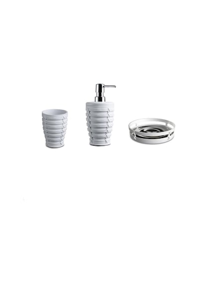 Primanova Palm Beyaz Sıvı Sabunluk Katı Sabunluk Diş Fırçalık Set