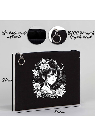 Tattoo Tablet/portföy Çanta - Astarlı 30x21 Cm Siyah - No.02 Siyah