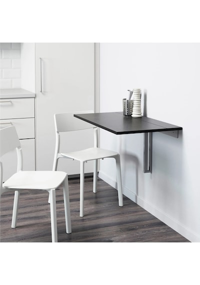 Ikea Beyaz Zarif Yemek Masası - Duvara Monte Masa