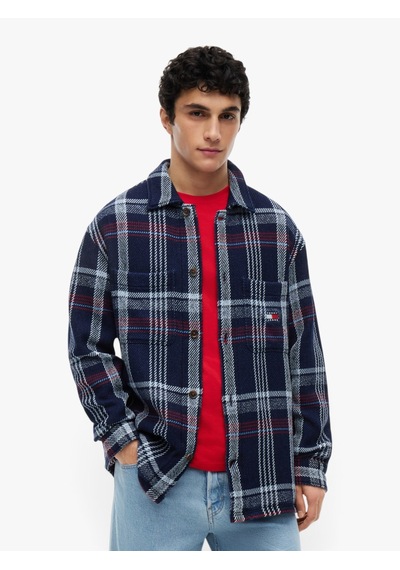 Tommy Hilfiger Tjm Check Overshırt Erkek Mavi Gömlek - Dm0dm23135